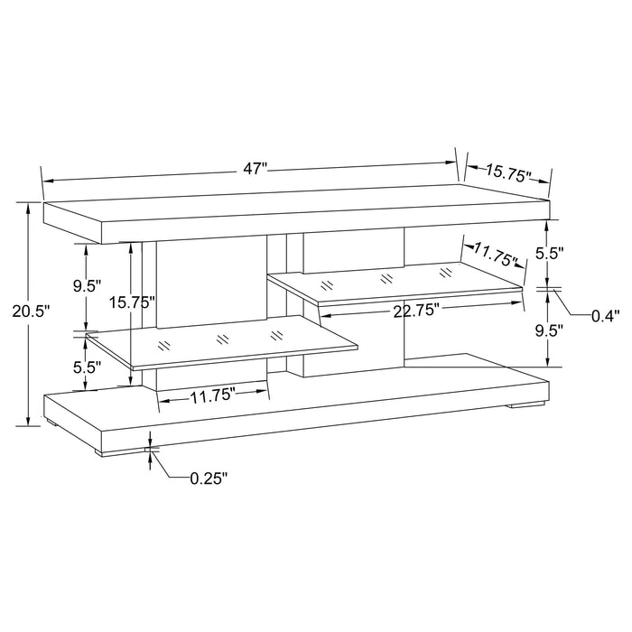 Cogswell 2-shelf Wood 47" TV Stand White High Gloss - Walo Furniture 