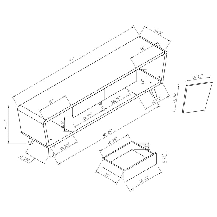 Alvin 2-door Engineered Wood 74" TV Stand Dark Walnut - Walo Furniture 