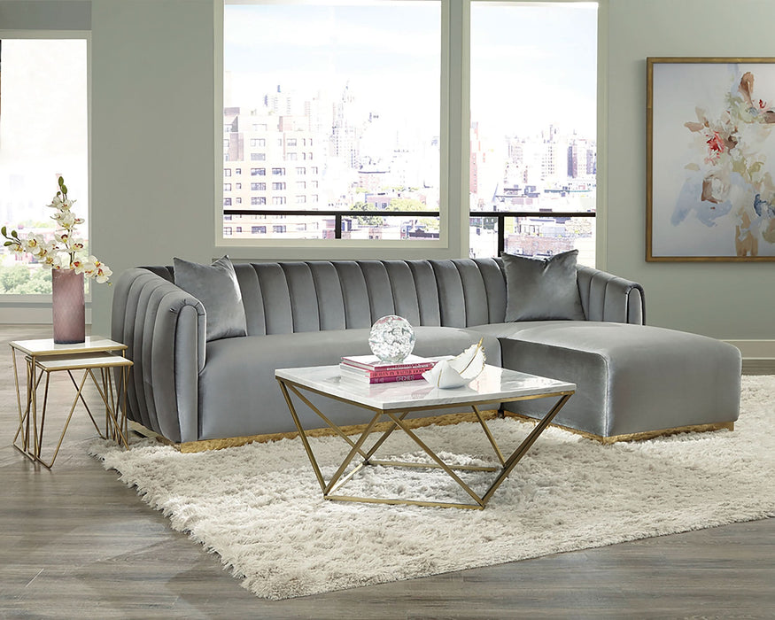 Meryl Square Faux Marble Top Coffee Table White and Gold - Walo Furniture 