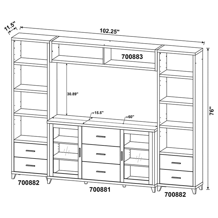 Lewes 4-piece 60" TV Entertainment Center Cappuccino - Walo Furniture 