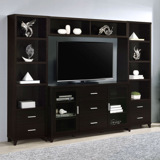 Lewes 4-piece 60" TV Entertainment Center Cappuccino - Walo Furniture 