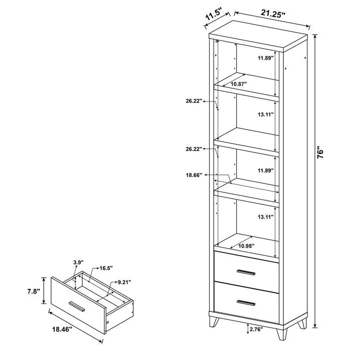 Lewes 4-shelf Engineered Wood Media Tower Cappuccino - Walo Furniture 