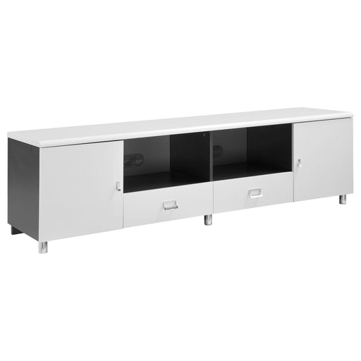 Burkett 2-door Engineered Wood 71" TV Stand White High Gloss - Walo Furniture 