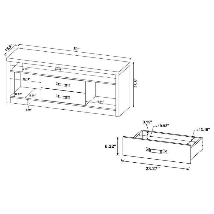 Burke 2-drawer Engineered Wood 59" TV Stand Grey Driftwood - Walo Furniture 