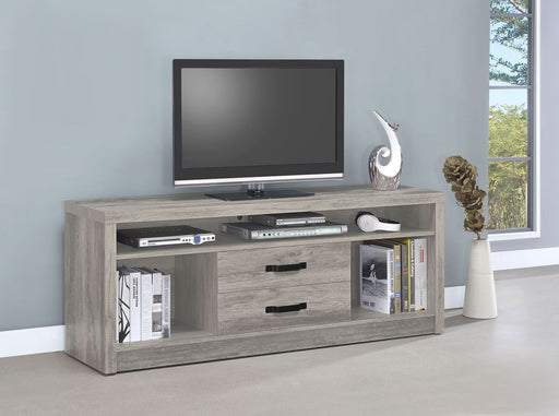 Burke 2-drawer Engineered Wood 59" TV Stand Grey Driftwood - Walo Furniture 