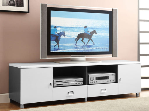 Burkett 2-door Engineered Wood 71" TV Stand White High Gloss - Walo Furniture 