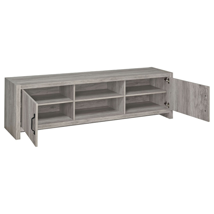 Burke 2-door Engineered Wood 71" TV Stand Grey Driftwood - Walo Furniture 