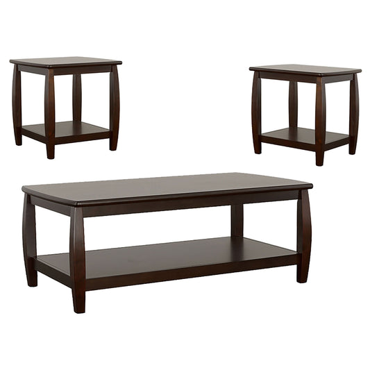 Dixon 3-piece Rectangular Wood Coffee Table Set Espresso - Walo Furniture 