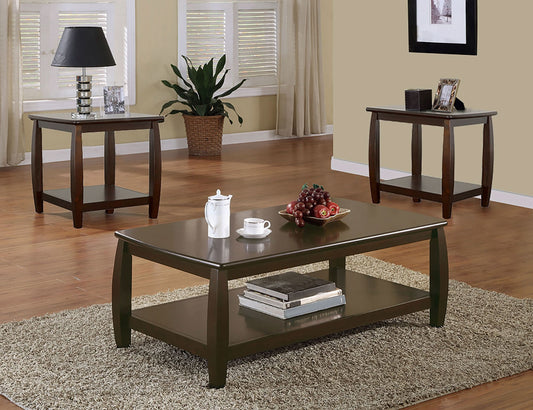 Dixon 3-piece Rectangular Wood Coffee Table Set Espresso - Walo Furniture 