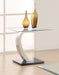 Pruitt Rectangular Glass Top Metal End Table Satin Silver - Walo Furniture 