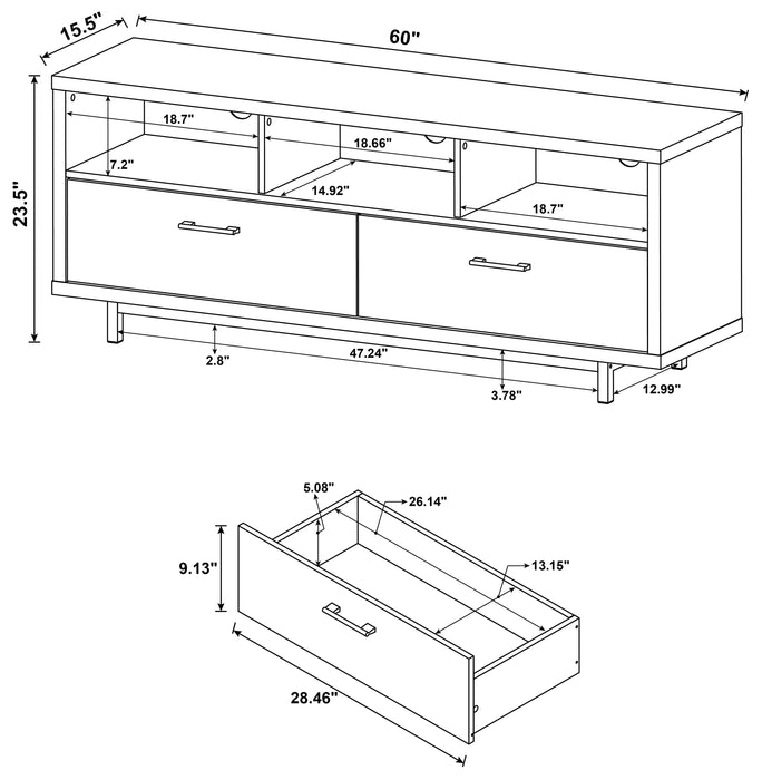 Casey 2-drawer Engineered Wood 60" TV Stand Cappuccino - Walo Furniture 