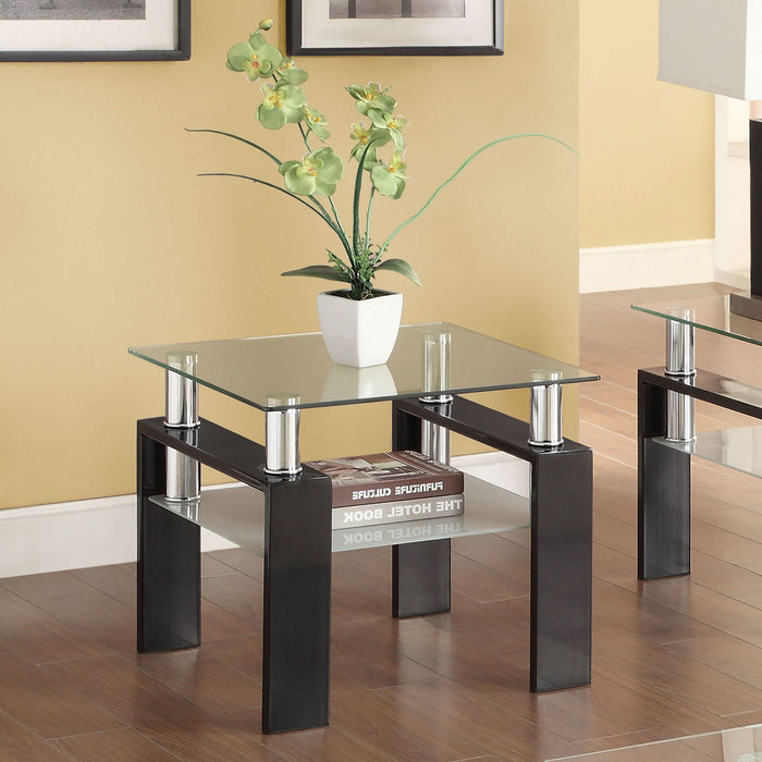 Dyer 1-shelf Square Glass Top Side End Table Black - Walo Furniture 