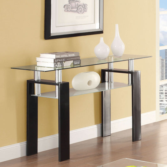 Dyer Rectangular Glass Top Entryway Sofa Console Table Black - Walo Furniture 