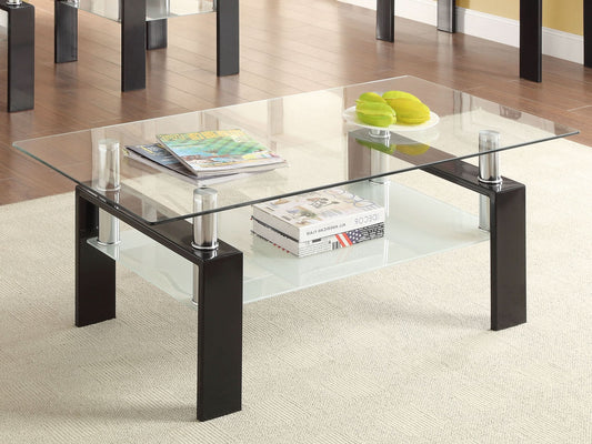 Dyer 1-shelf Rectangular Glass Top Coffee Table Black - Walo Furniture 