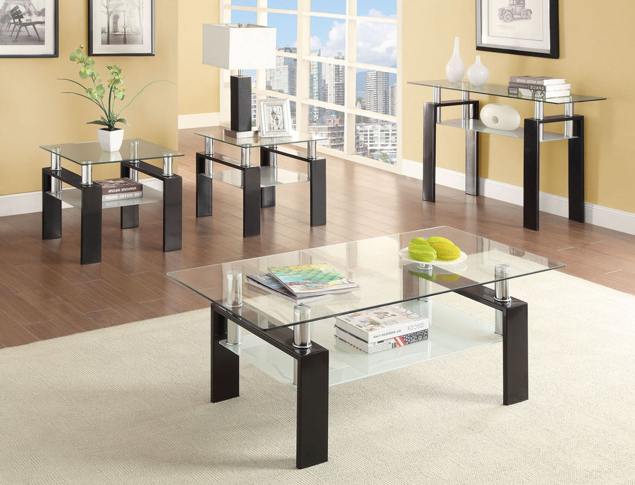 Dyer 1-shelf Rectangular Glass Top Coffee Table Black - Walo Furniture 