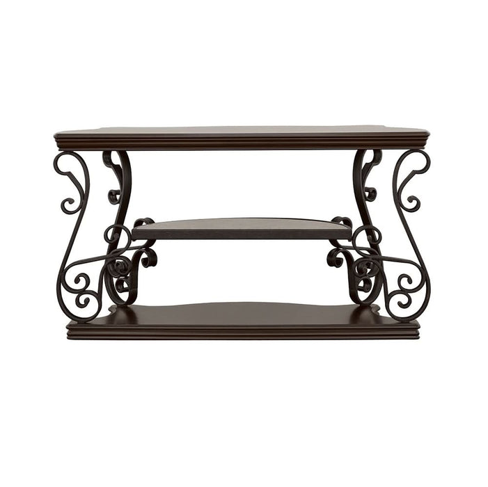 Laney Scrollwork Entryway Sofa Console Table Deep Merlot - Walo Furniture 