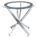 Brooke Round Glass Top Side End Table Metal Base Chrome - Walo Furniture 