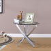 Brooke Round Glass Top Side End Table Metal Base Chrome - Walo Furniture 