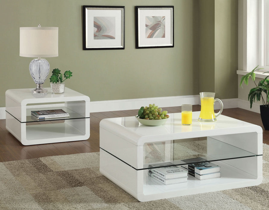 Elana 1-shelf Rectangular Side End Table White High Gloss - Walo Furniture 