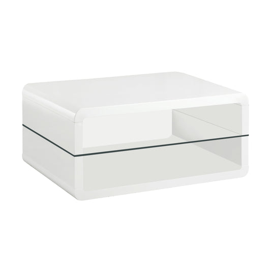 Elana 1-shelf Rectangular Coffee Table White High Gloss - Walo Furniture 