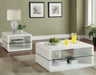 Elana 1-shelf Rectangular Coffee Table White High Gloss - Walo Furniture 