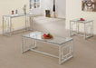 Merced Glass Top Metal Entryway Sofa Console Table Nickel - Walo Furniture 