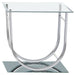 Danville Square U-Shaped Glass Top Side End Table Chrome - Walo Furniture 