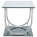 Danville Square U-Shaped Glass Top Side End Table Chrome - Walo Furniture 