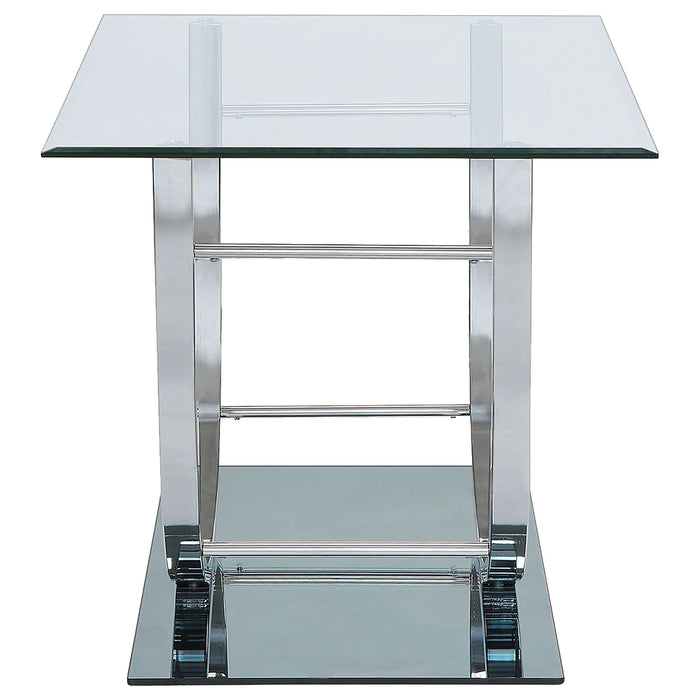 Danville Square U-Shaped Glass Top Side End Table Chrome - Walo Furniture 