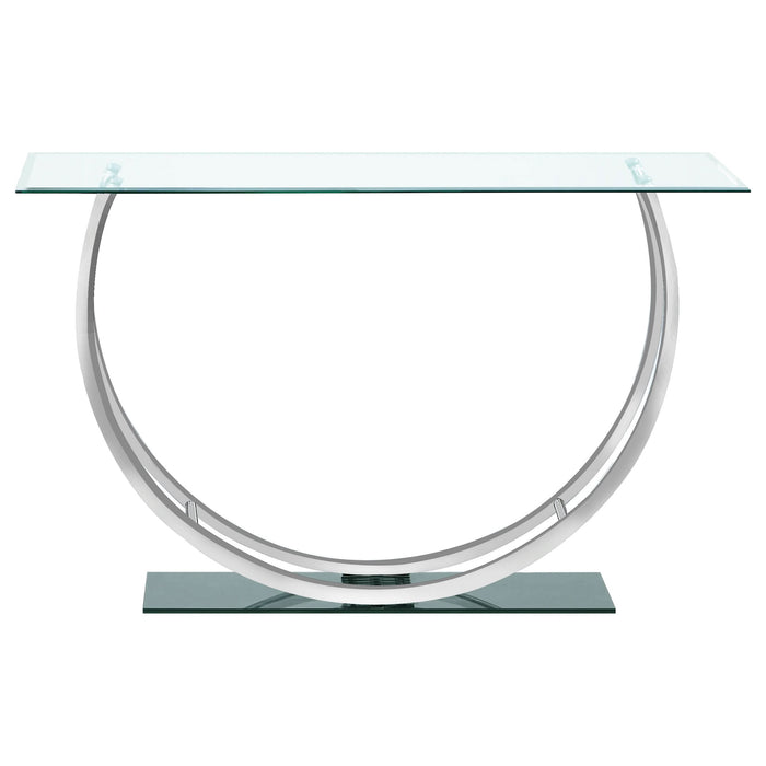 Danville U-shaped Glass Top Entryway Console Table Chrome - Walo Furniture 