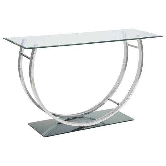 Danville U-shaped Glass Top Entryway Console Table Chrome - Walo Furniture 