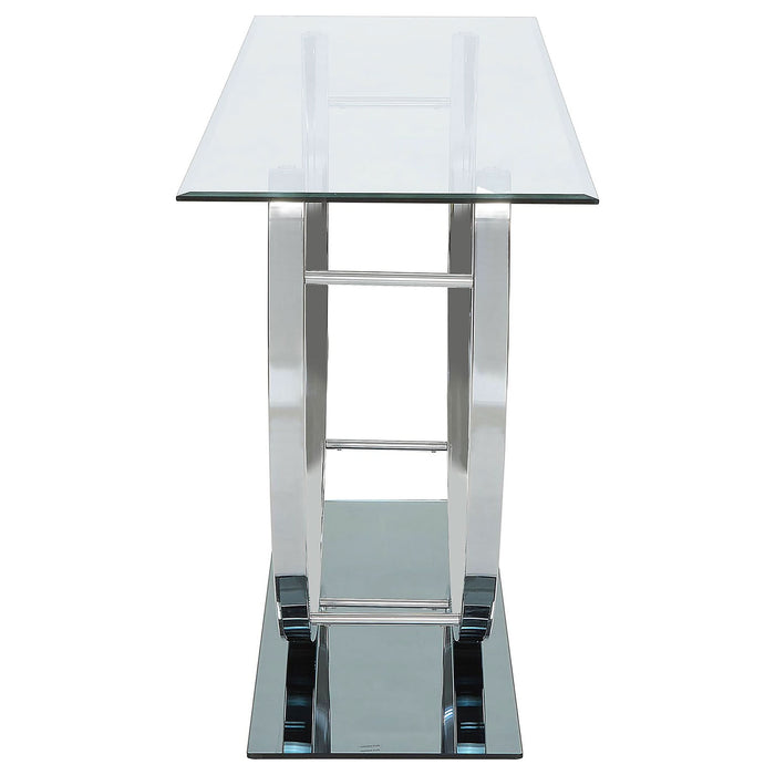 Danville U-shaped Glass Top Entryway Console Table Chrome - Walo Furniture 