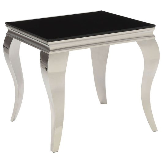 Carone Square Glass Top End Side Table Black and Chrome - Walo Furniture 