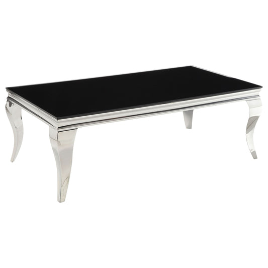 Carone Rectangular Glass Top Coffee Table Black and Chrome - Walo Furniture 