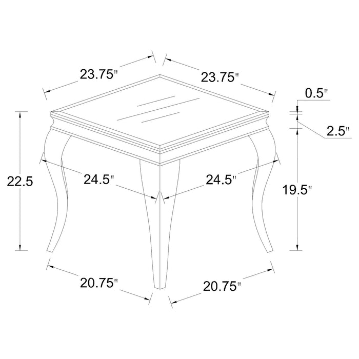 Carone Square Glass Top End Side Table Black and Chrome - Walo Furniture 