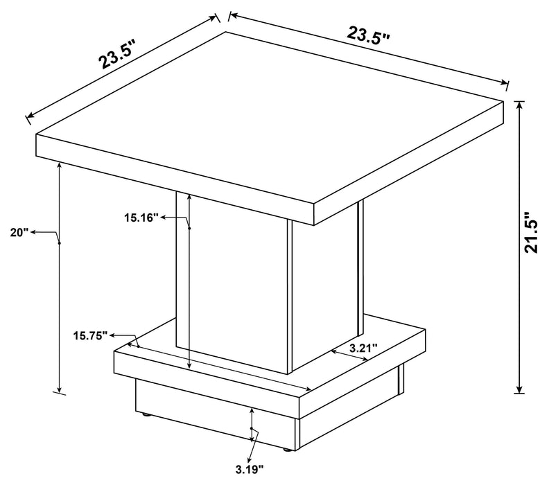 Reston Square Engineered Wood Side End Table Cappuccino - Walo Furniture 