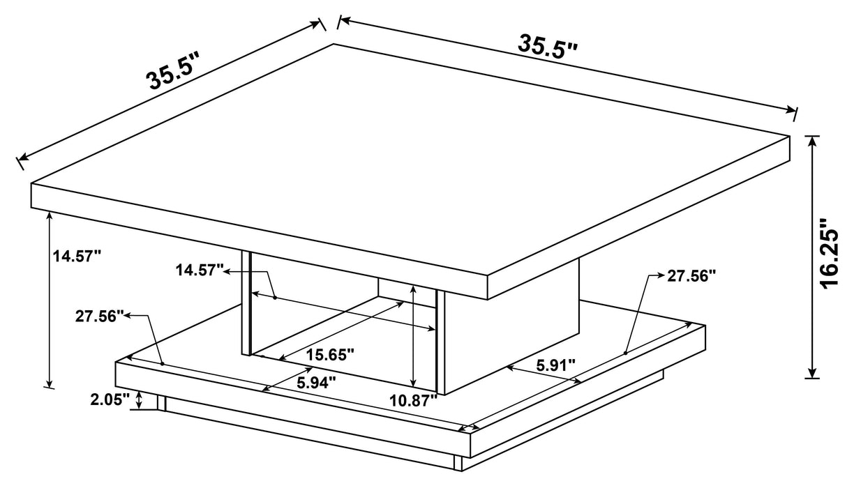 Reston Square Engineered Wood Coffee Table Cappuccino - Walo Furniture 