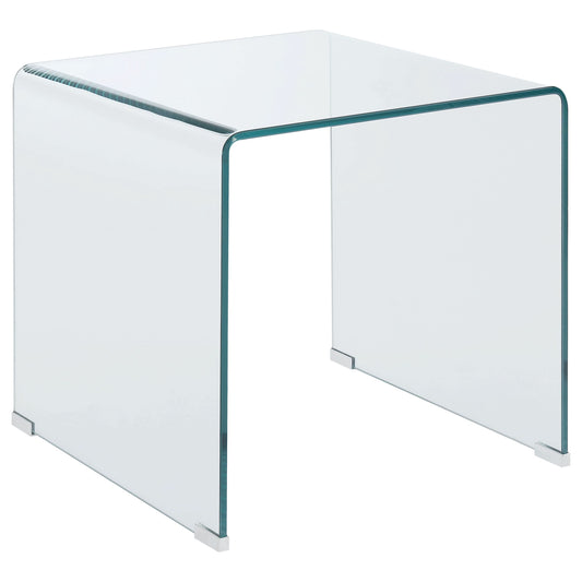 Ripley Squared Tempered Bent Glass Side End Table Clear - Walo Furniture 