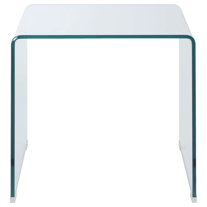 Ripley Squared Tempered Bent Glass Side End Table Clear - Walo Furniture 