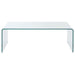 Ripley Rectangular Tempered Bent Glass Coffee Table Clear - Walo Furniture 