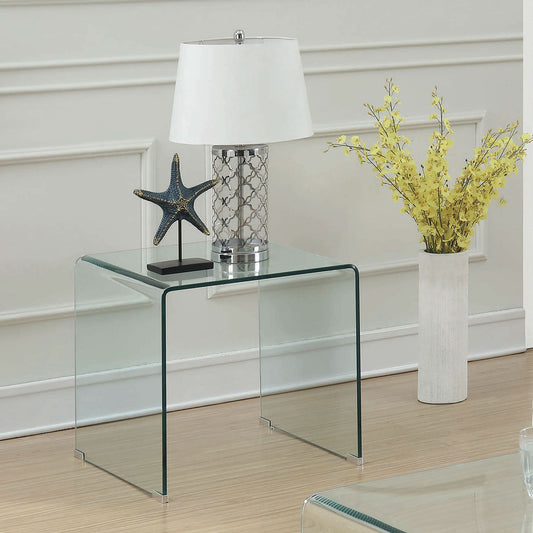 Ripley Squared Tempered Bent Glass Side End Table Clear - Walo Furniture 