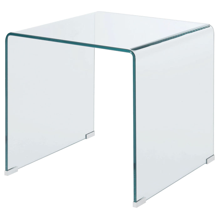 Ripley Squared Tempered Bent Glass Side End Table Clear - Walo Furniture 