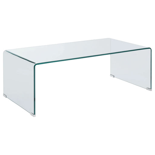 Ripley Rectangular Tempered Bent Glass Coffee Table Clear - Walo Furniture 