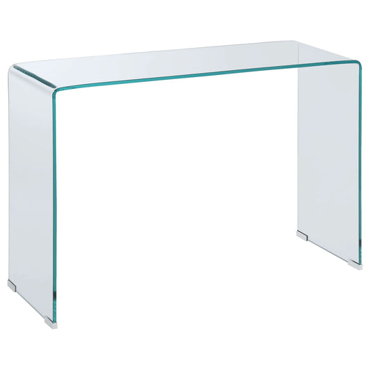 Ripley Tempered Bent Glass Entryway Console Table Clear - Walo Furniture 