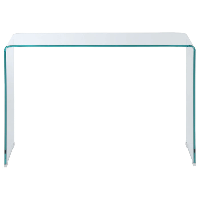 Ripley Tempered Bent Glass Entryway Console Table Clear - Walo Furniture 