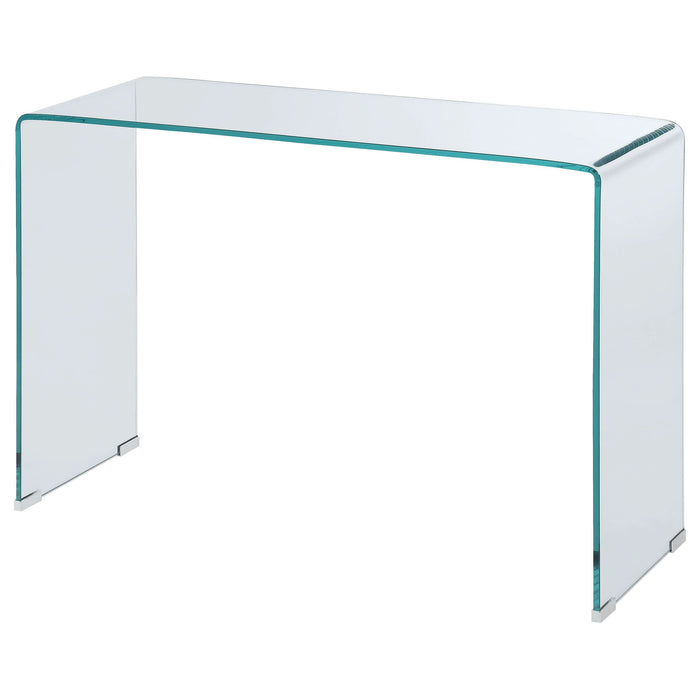 Ripley Tempered Bent Glass Entryway Console Table Clear - Walo Furniture 