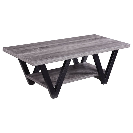 Stevens Engineered Wood Coffee Table Antique Grey and Black - Walo Furniture 