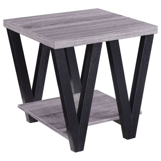 Stevens Engineered Wood End Table Antique Grey and Black - Walo Furniture 