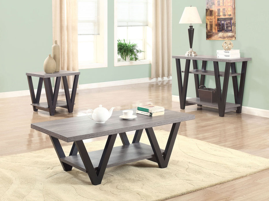 Stevens Engineered Wood End Table Antique Grey and Black - Walo Furniture 