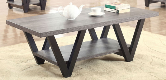 Stevens Engineered Wood Coffee Table Antique Grey and Black - Walo Furniture 